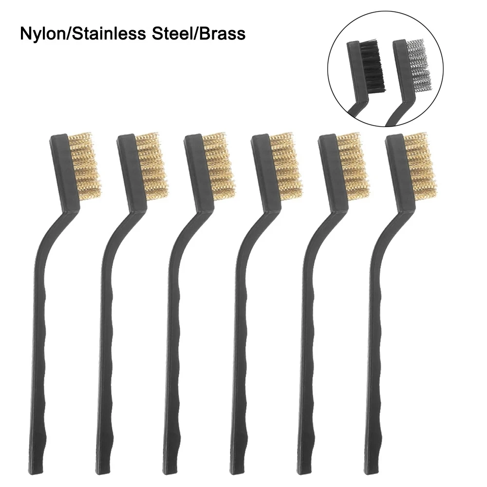 Mini Stainless Steel Rust Brush Brass Cleaning Polishing Detail Metal Brush Wire Toothbrush Cleaning Tool Family Kit 3pcs