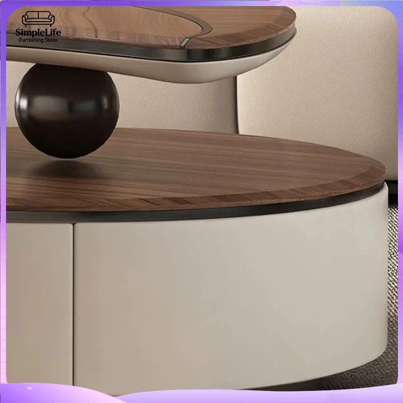 Modern Walnut Wood Coffee Table for Living Room Multifunctional Side Table Unique Leaf Shape Solid Wood Design Luxury image 4