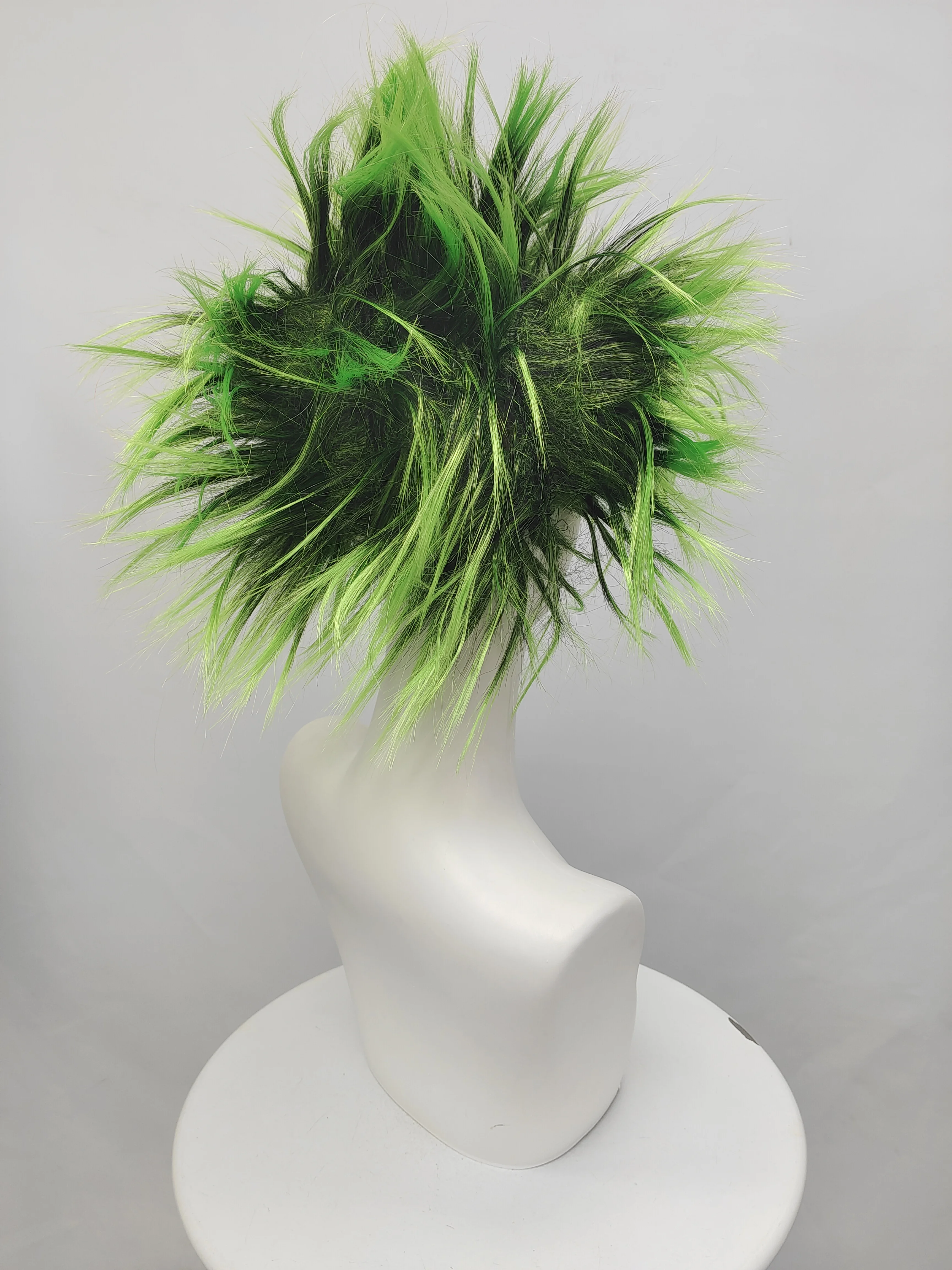 Black Ombre Green Spiky Synthetic Mohawk Wig, Punk Rock Style for Halloween Cosplay and Carnival Party Costume image 5