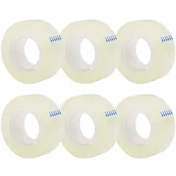 6 Rolls Transparent Tape Refills, Clear Tape, All-Purpose Transparent Glossy Tape for Office, Home, School
