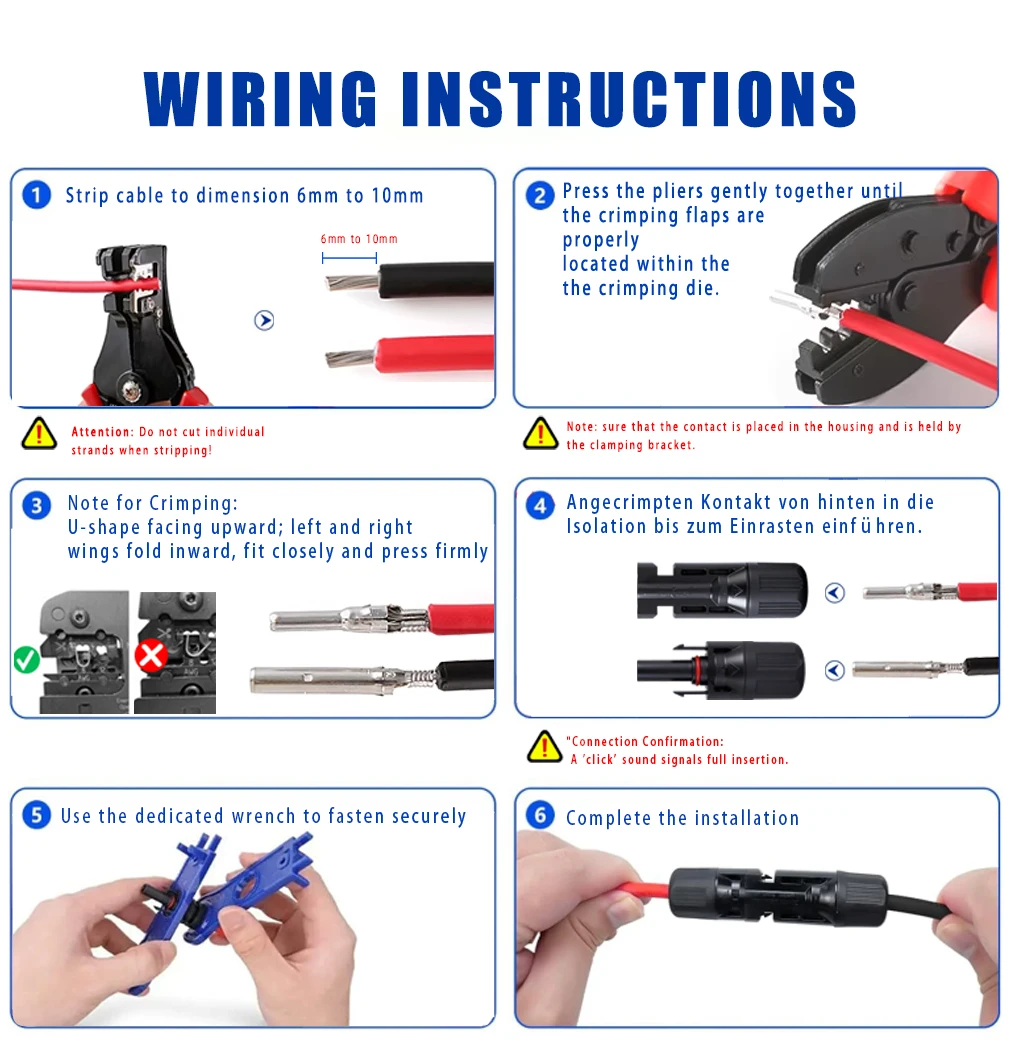 Solar Photovoltaic Tool Kit, Suitable for 2.5/4/6mm² Wires, Equipped with Wire Stripper, Solar Wrench and Solar Connector Set image 6