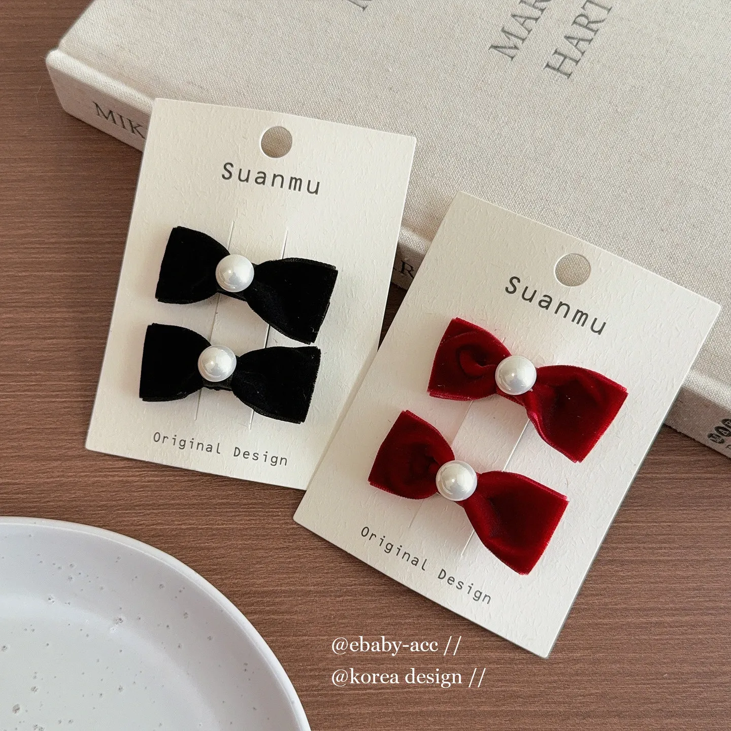 Hair Clips Velvet Bow Shiny Pearl Girls Korean Style Side Bangs Barrettes Stylish Hair Accessories for School Home Party