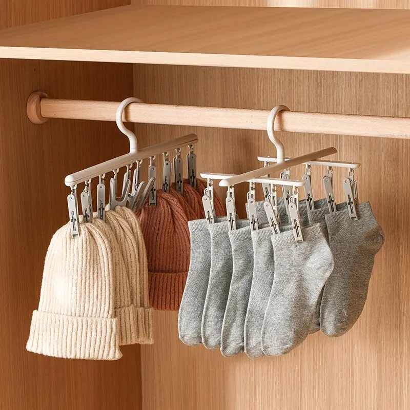 Socks Drying Rack with 10 Clips, Multi-Function Dormitory Student Home Balcony Drying Clips, Underwear Drying Clips