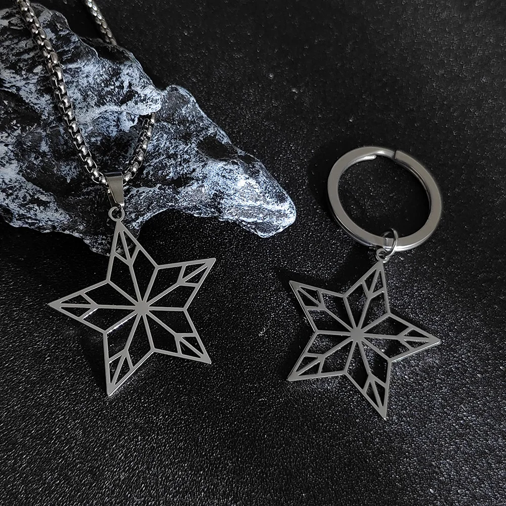 Personalized Star Plaid Trendy Jewelry Two-piece Sets for Women Stainless Steel Key Chains Making Accessories Necklace Pendants