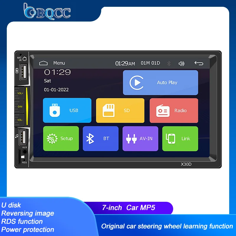 

BQCC 7-inch car MP5 radio 2DIN new multimedia player supports CarPlay Android AUTO mobile phone interconnection reversing image