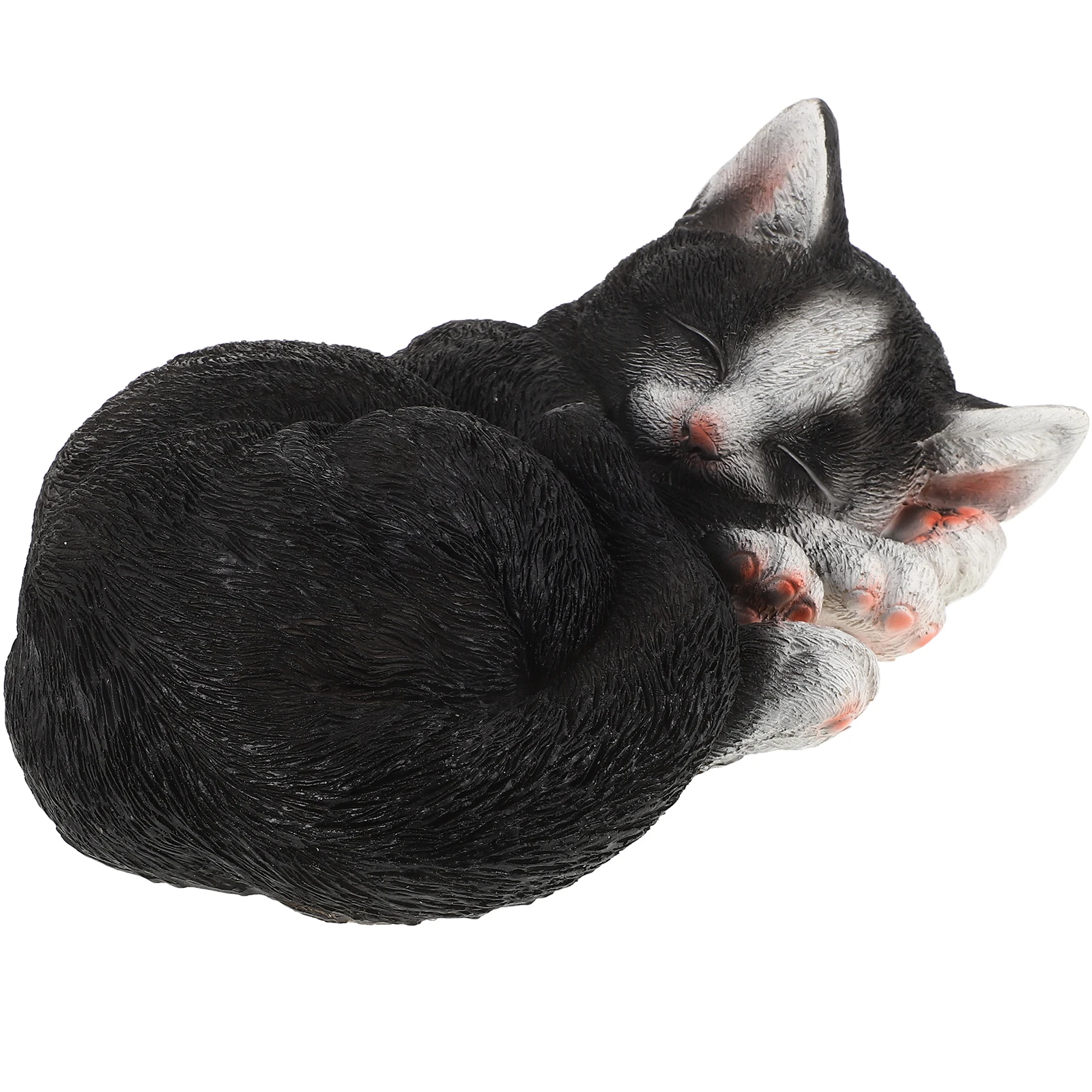 

Cute Sleeping Resin Outdoor Lawn Decoration Durable Small Size Easy Install Garden Lawn Statue Garden Accessory Kitten Design