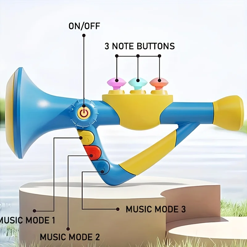 子供用トランペットおもちゃ 音楽学習楽器 対象年齢3歳以上 子供向け教育音楽ギフト、誕生日パーティーパフォーマンストランペット