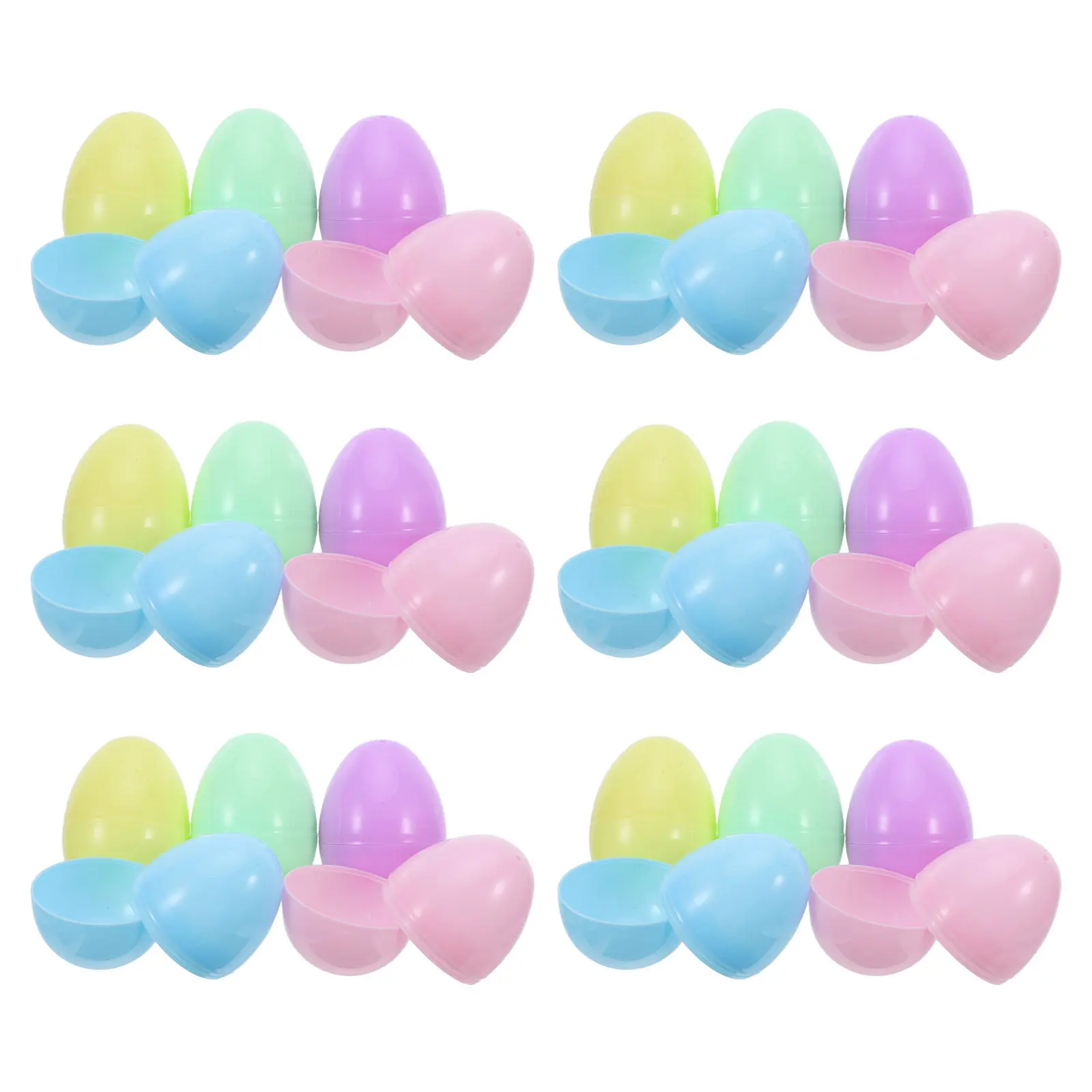 30Pcs Fillable Plastic Eggs Pastel Half-Transparent Large 56x78mm Empty Easter Eggs Bulk DIY Colorful Easter Egg Hunt