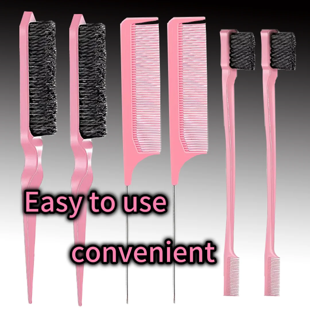 مجموعة فرش حافة الشعر على الوجهين مكونة من قطعتين مع مشط تحكم في تصفيف الشعر لخصلات الشعر والأقسام، أداة احترافية لتصفيف الشعر