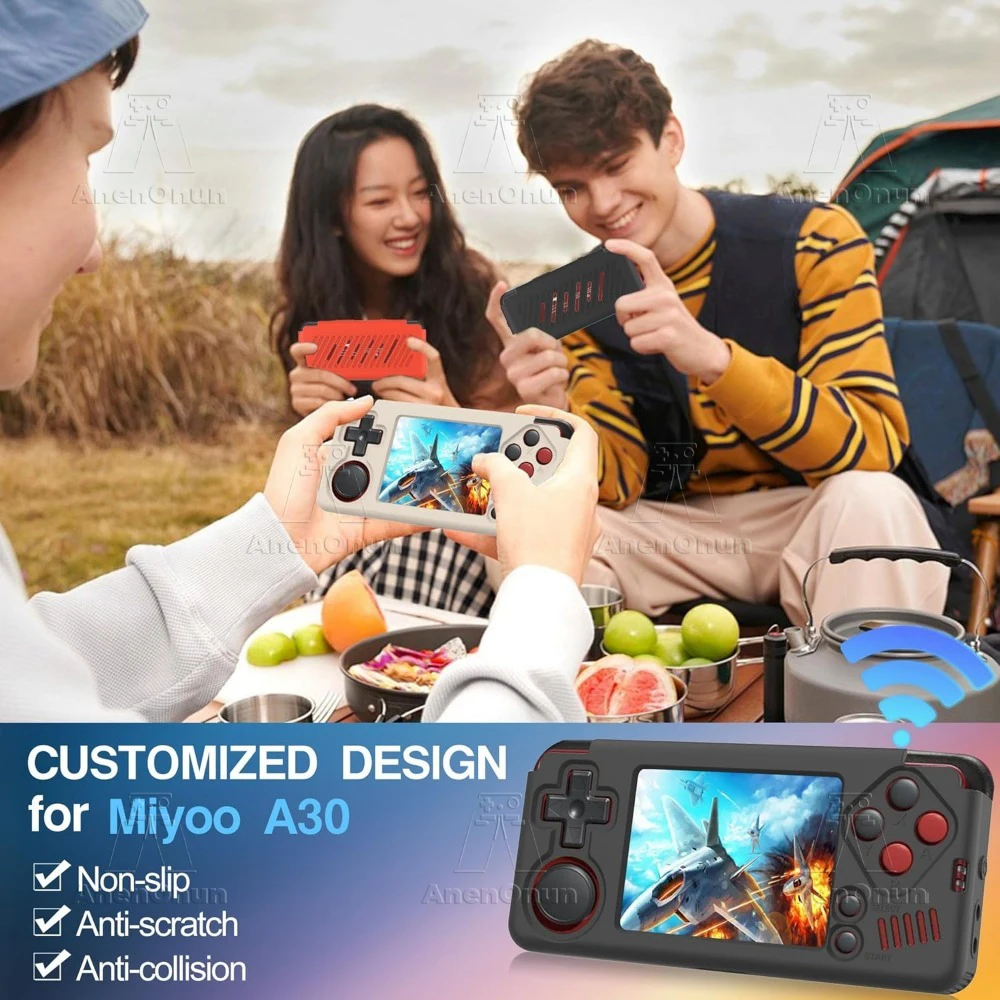 Miyoo A30 Full Protective Case with Lanyard Anti-fall Anti-scratch Anti-slip High Quality Black Silicone Soft Shell Cover Skin