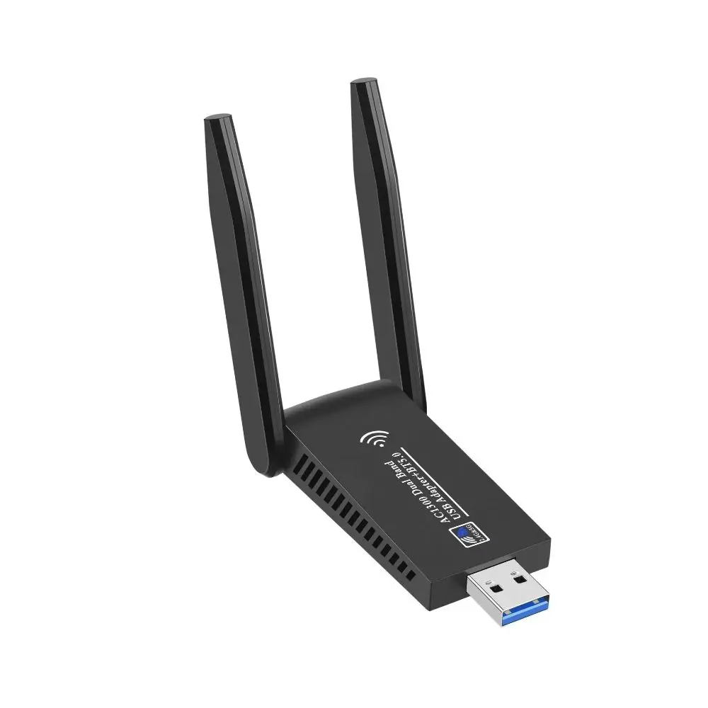 듀얼 밴드 WiFi USB 어댑터 2 안테나 디자인 USB3.0 인터페이스 1300Mbps WiFi 동글 드라이버 프리 강력한 무선 네트워크 카드