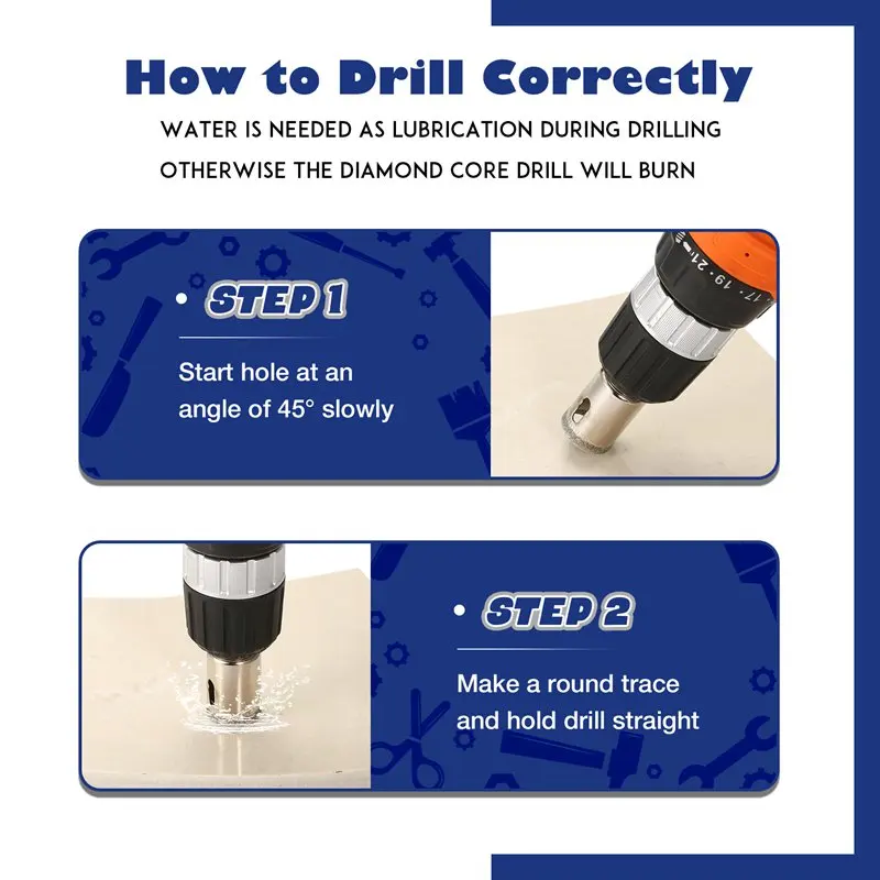 5Pcs Diamond Tile Hole Saw Drill Bit Bits Set Glass Marble Granite Slate Cutting