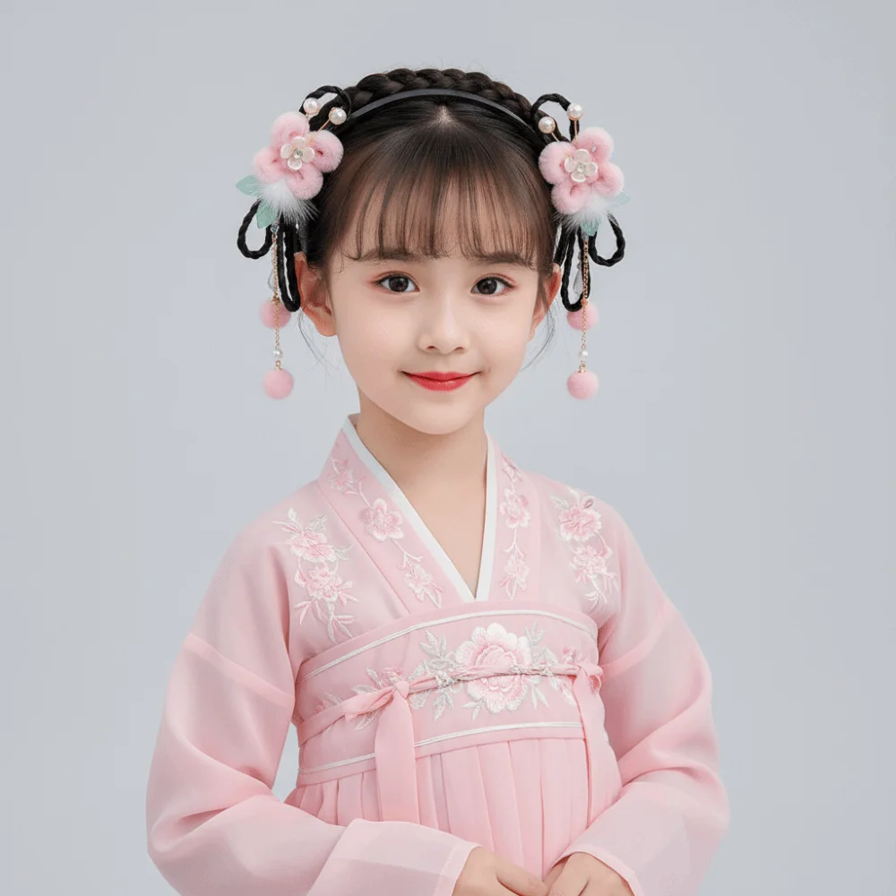 

Cute Flower Children Wig Headband Butterfly Koi Fish Hanfu Headwear Tang Suit Hair Hoop Chinese New Year Headwear Daily