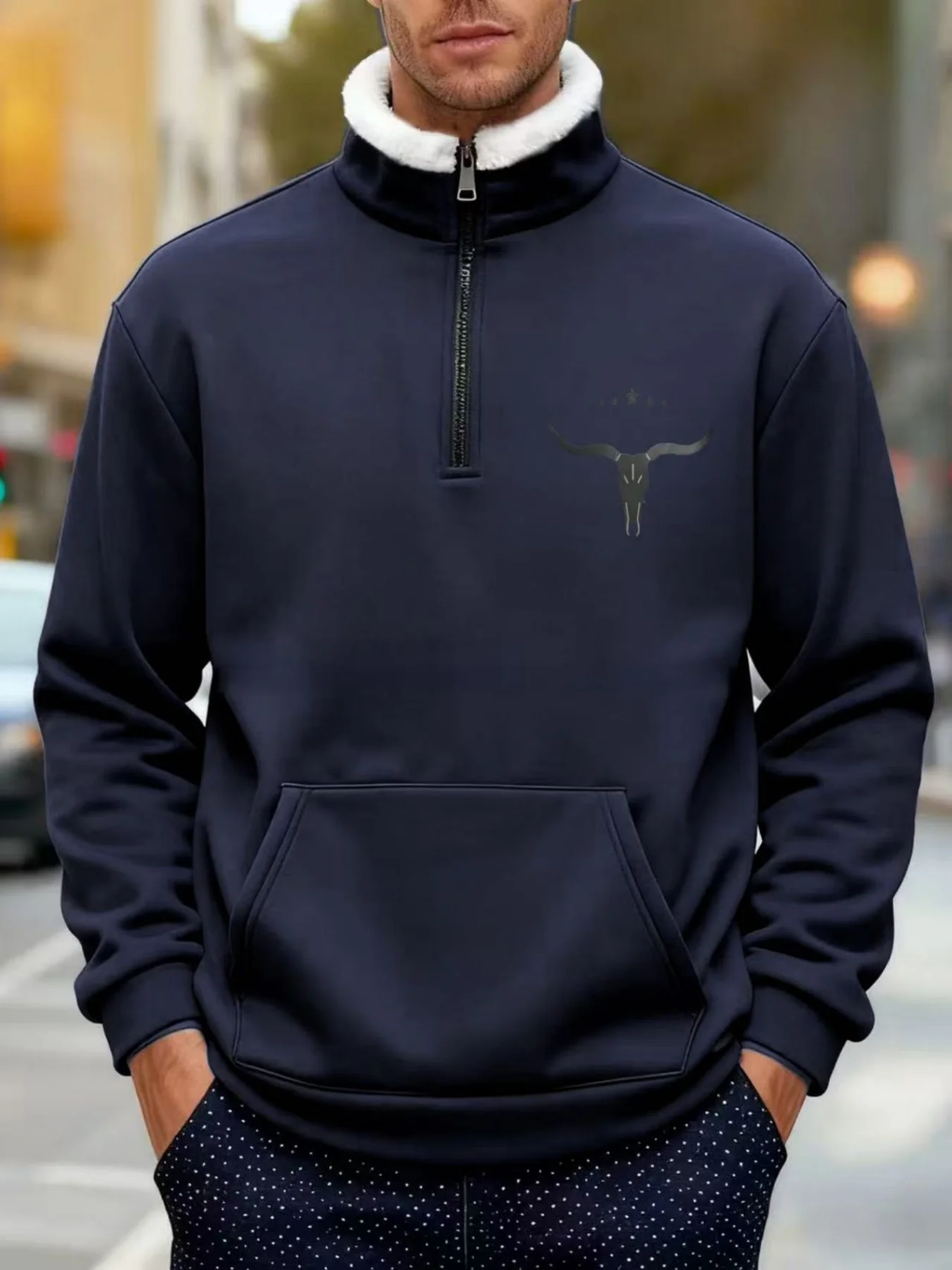 

Men's Zipper Hoodie Pure Color Stand Collar Casual Sweatshirt Streetwear Comfortable Loose Fit Street Style