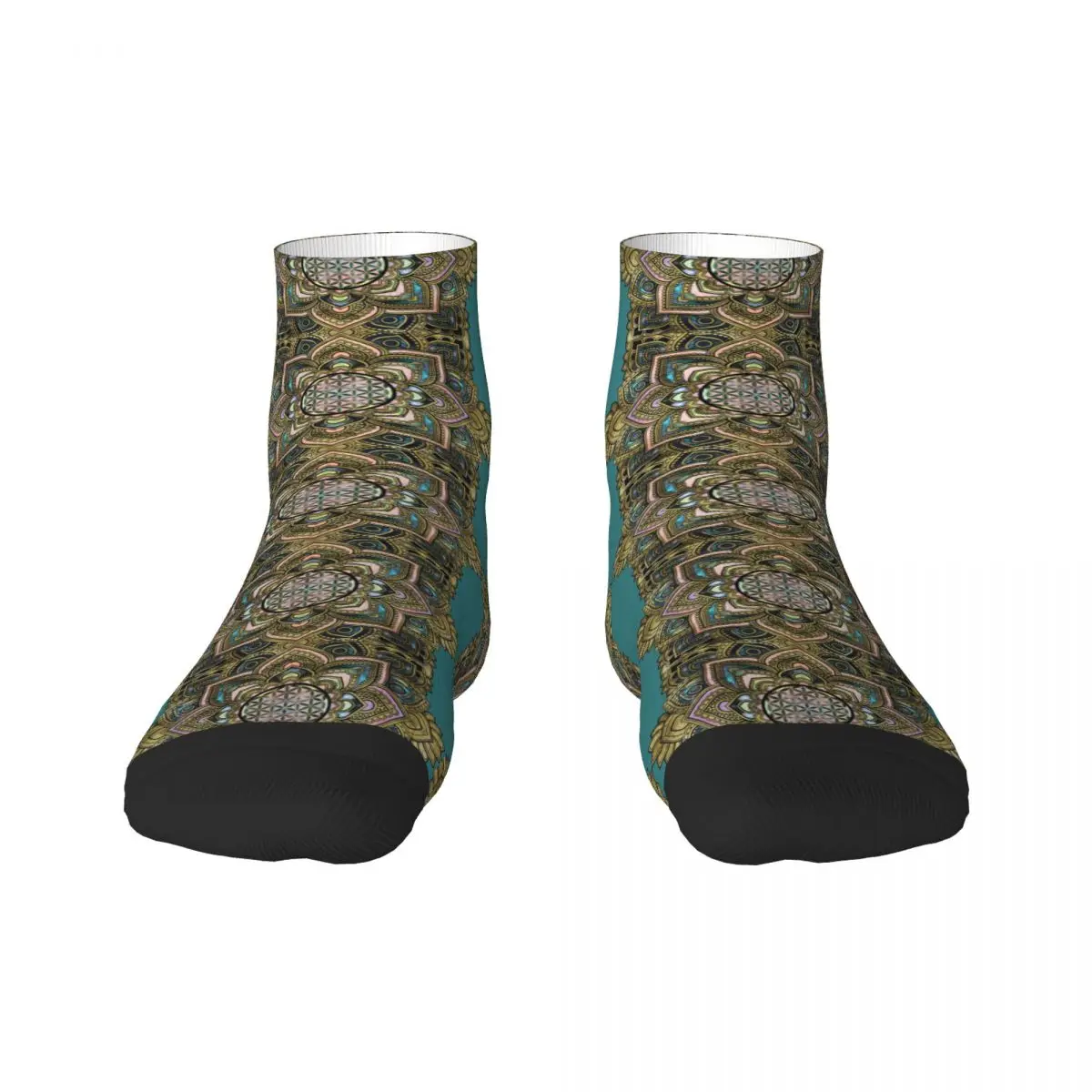 Flower Of Life In Lotus Marble And Gold Dress Socks Mens Womens Warm Fashion Novelty Mandala Pattern Crew Socks