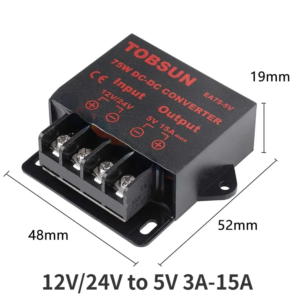 

12V/24V to 5V 5A 15AMP 3A 10A 24V to 5V 12V to 5V 15A Car Step Down Reducer DC DC Converter Voltage Regulator Regulator for Car