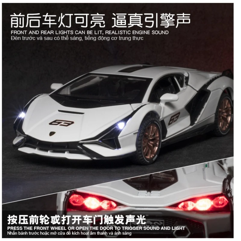 1:32 سيارة رياضية سيان دييكاست سبيكة معدنية نموذج سيارة ضوء الصوت التراجع مجموعة هدايا لعبة أطفال