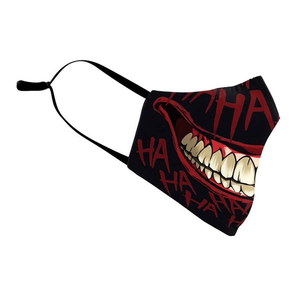 Party Half Face Mask Reusable Unisex Mouth Muffle Fabric Fashion Mask Washable 3D Printing Mouth Mask Halloween 2023 New