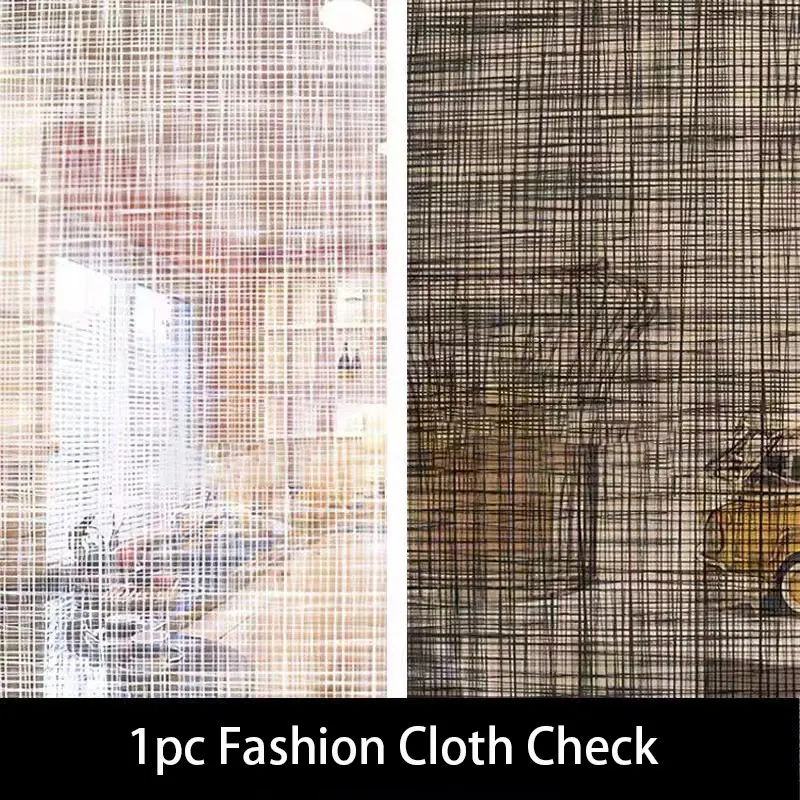 High-quality Black and White Cloth-patterned Glass Film, Stylish Cloth-patterned Design, Blocks Sunlight and Protects Privacy