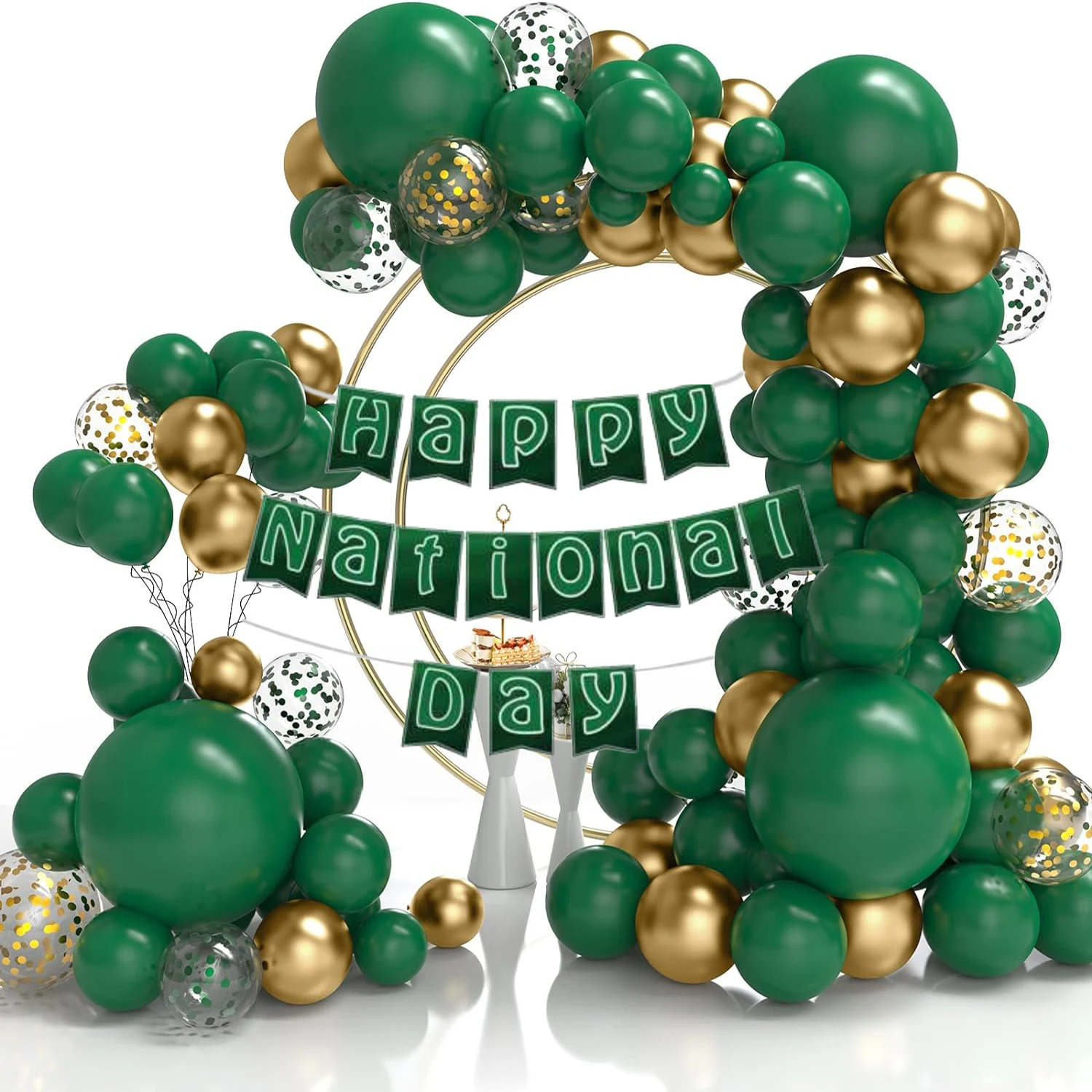 124-teiliges grünes und goldenes Latex-Ballon-Set, geeignet für Geburtstagsfeiern, Hochzeiten, Partydekorationen zum Valentinstag