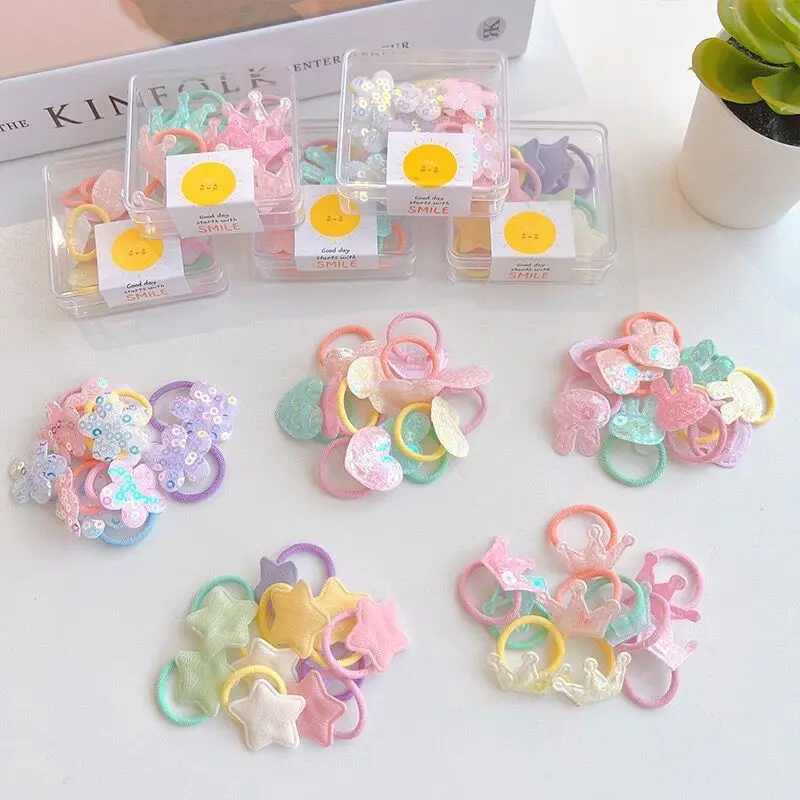 10pcs Sequin Mini Hair Rings Pet Beauty Rubber Bands Hair Free Cat and Dog Head Flower Accessories Pet Supplies for Small Dogs