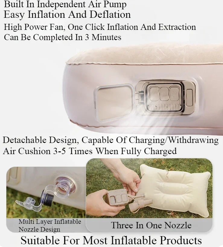 MOUNTAINHIKER Interior Inflatable Air Mattress Mats PVC Inflatable Sleeping Mattress 1/3 Person Camping Bed Mat Built-in Pump