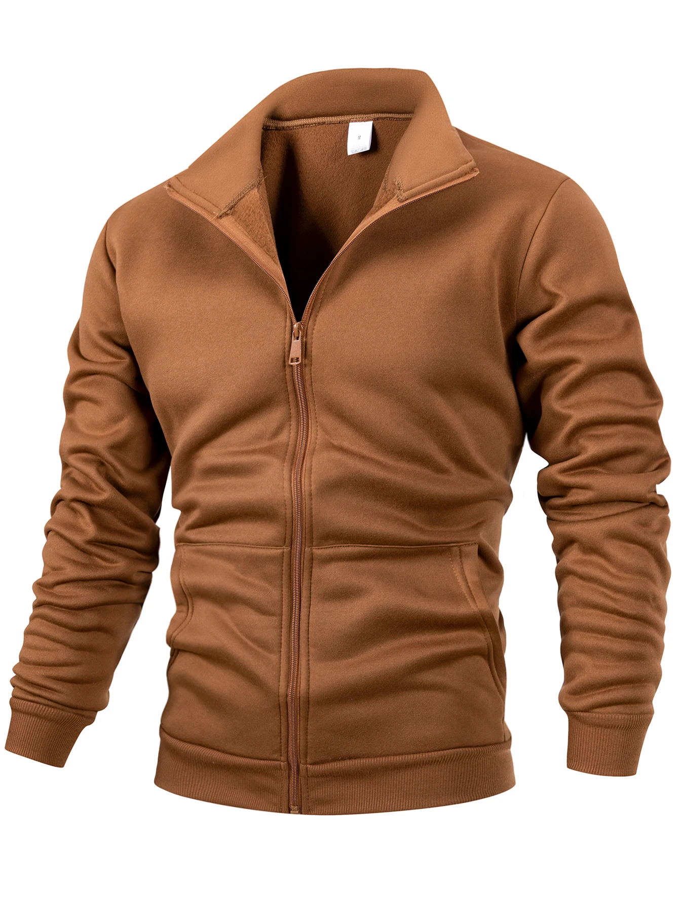 الخريف الشتاء الرجال طويلة الأكمام الصوف جاكيت زيبرا معاطف بلون الوقوف طوق سترة دافئة معطف رياضية في الهواء الطلق الرجال