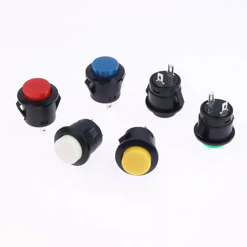R13-507 Round 16mm Push Button Switch; Self-reset ON-OFF Function; 5/10Pcs Available; 2Pins Panel Mounting