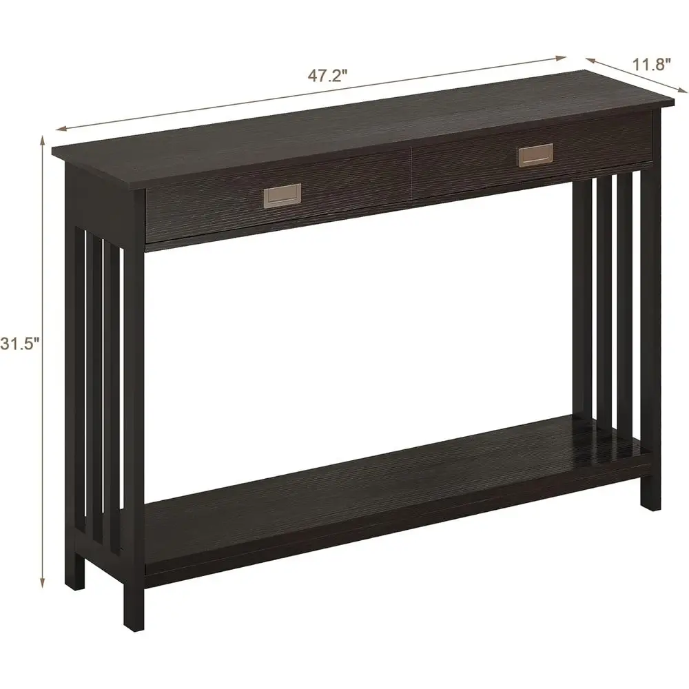 Slim Storage Console Table, 47 Black, for Entryway, Living Room, and Hallway