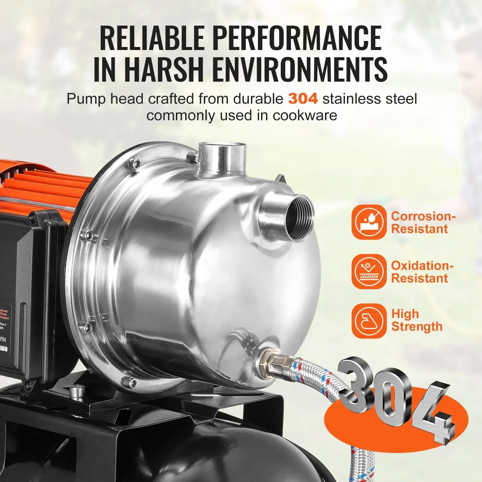 1HP Shallow Well Pump with Pressure Tank 1000GPH Irrigation Booster Pump