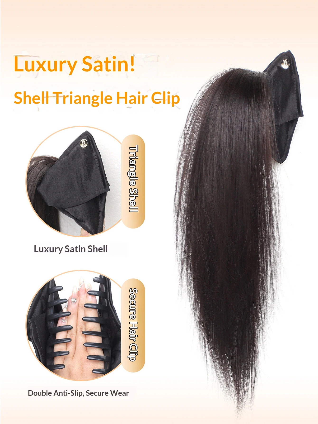 Half Up Fluffy High Straight Ponytail Synthetic Hairpiece Heat Resistant Natural Hair Accessories for Women Daily Party Casual view 5