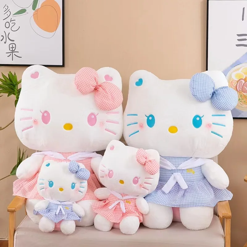 35-55cm Sanrio Kawaii Hello Kitty Plush Toy Skirt Dress Anime Cartoon Doll Decoration Sleeping Throw Pillow Kids Birthday Gift