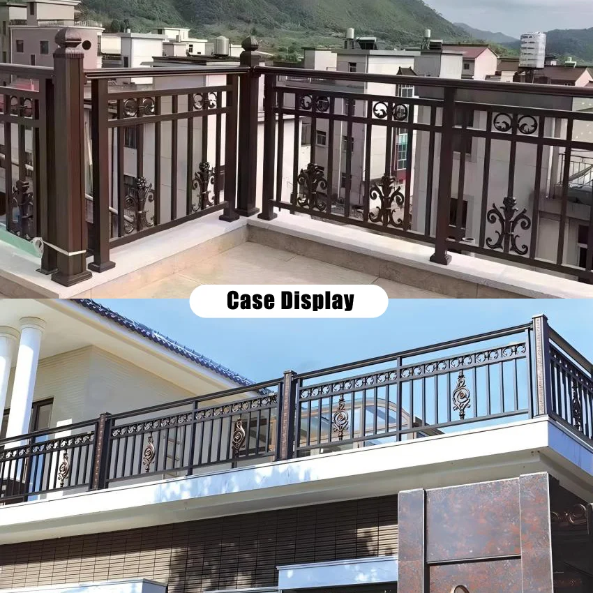 التخصيص شرفة درابزين معدني الدرابزين في الهواء الطلق المجلفن الصلب/سبائك الألومنيوم على السطح شرفة الفن تعريشة الزخرفية