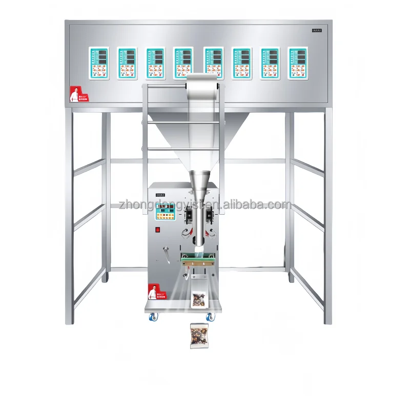 High Speed Auto Multi-Head Filling Machine Nuts Cereals Flour Spice Snack 50-1000g Pneumatic PLC Bag Weighing Packing Sealing