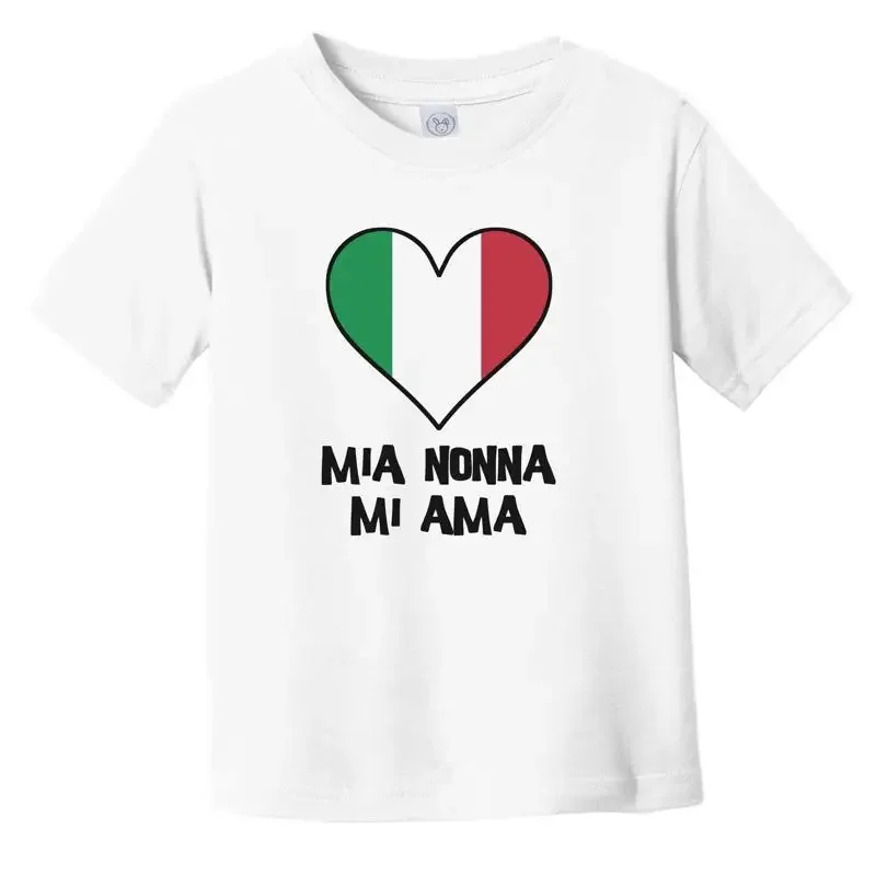 My Grandma Loves Me Italian Language Italy Flag Heart Infant Toddler T Shirt