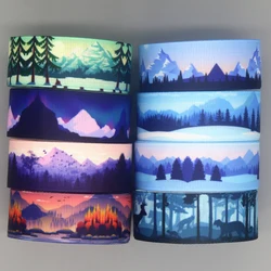 Dumw 50yards Forest Mountain Alaska stampato nastro in Grosgrain accessori materiale copricapo decorazione fai da te cucito artigianale D2138