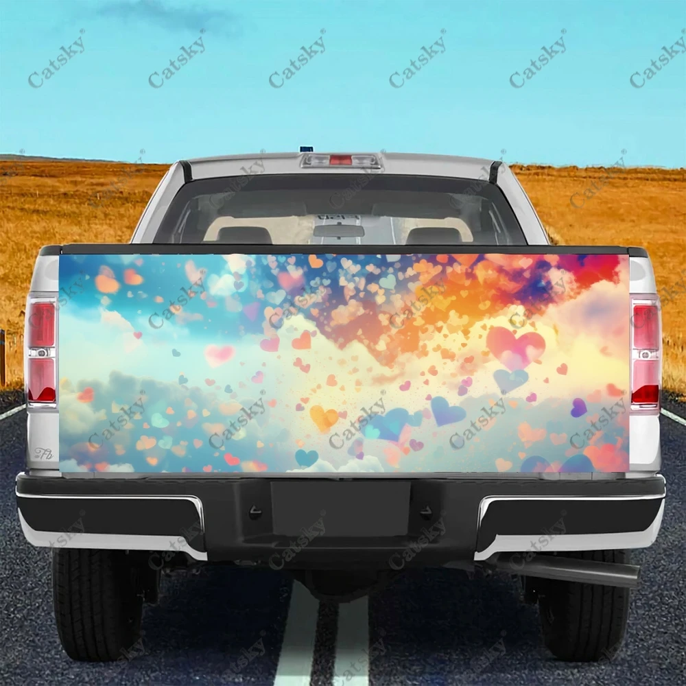 Abstract Romantic Hearts Truck Tailgate Wrap Professional Grade Material Universal Fit for Full Size Trucks Weatherproof