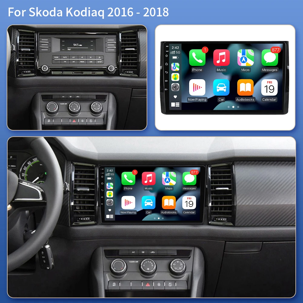 Android 16 CanPlay Auto Car Radio For Skoda Kodiaq 2016-2018  Multimedia Video Player Navigation 2 Din DVD 5G BT DSP