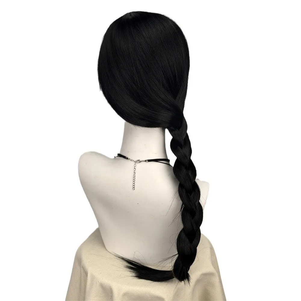 Elphaba تأثيري الباروكات للنساء أسود طويل مضفر الأسود الشريرة تأثيري الباروكات مقاومة للحرارة الاصطناعية هالوين زي الطرف