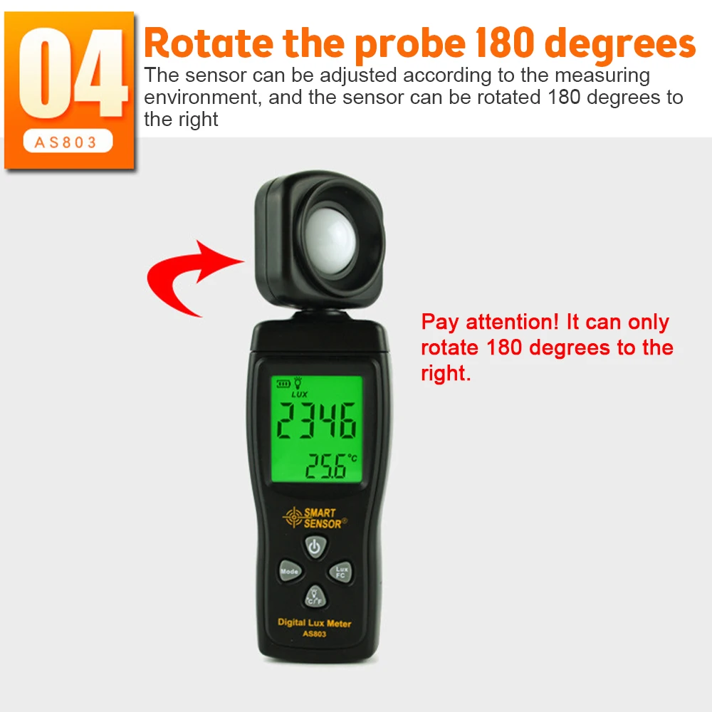 AS803 Light Meter Photometer Photography Digital Luxmeter Integrated Illuminometer 1-200.000LUX Enviromental Tester Spectrometer