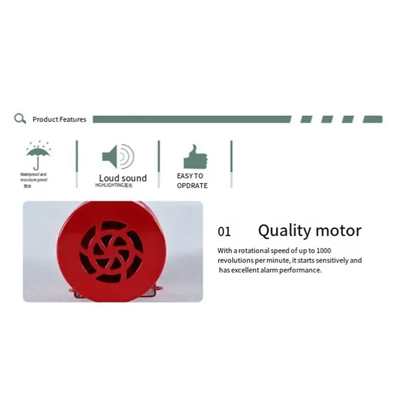ABGI-2X MS-190 Motoralarm 220V 120DB Roter Mini-Metallmotoralarm Industrieller Schallalarm Elektrischer Diebstahlschutz Motorala – Detail 8