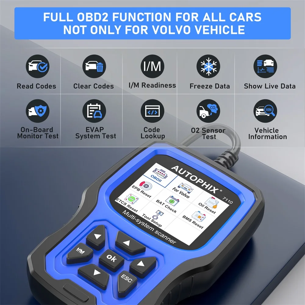 AUTOPHIX 7110 OBD2 Scanner Diagnostic Scan Tool for Volvo Full Systems Car Code Reader Battery for All Volvo After 1996