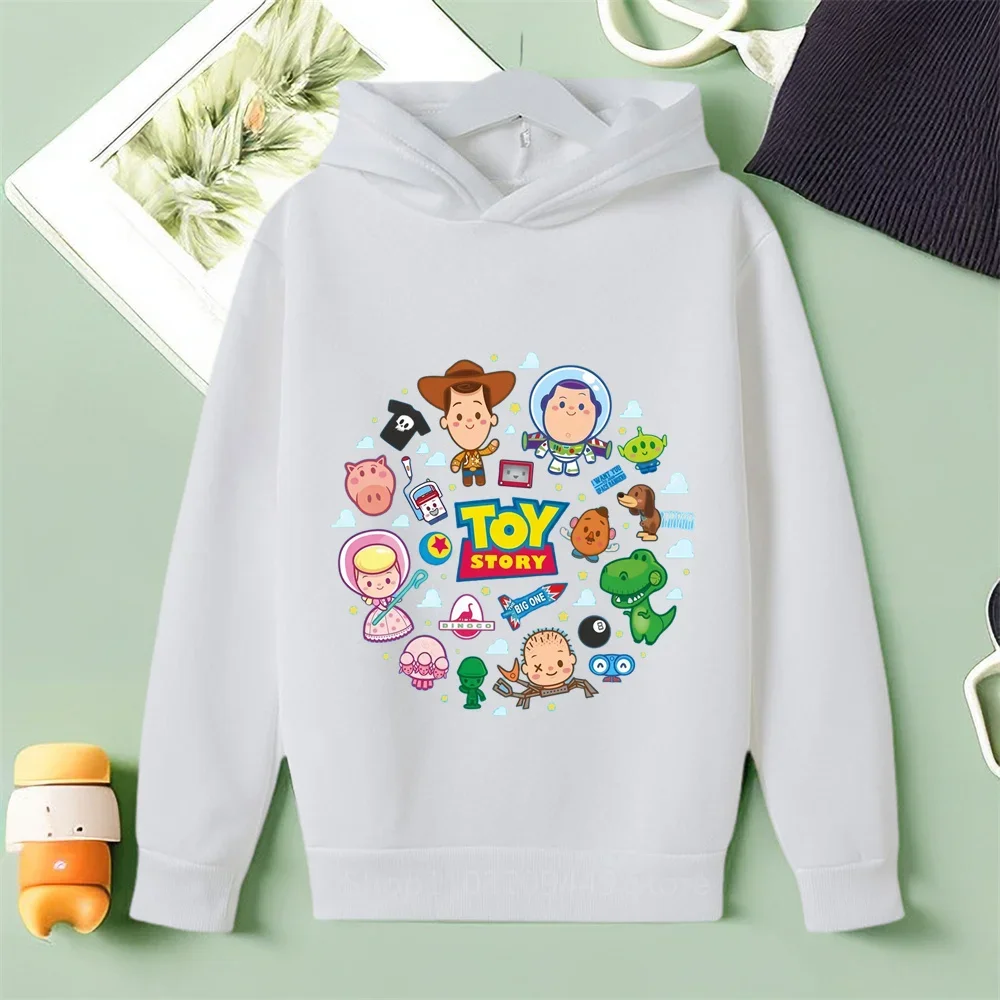 New Fall 2024 Disney Toy Story Buzz Lightyear Hoodies Casual Hip Hop Streetwear Long Sleeves Sweatshirts Boys Girls Tops Coats