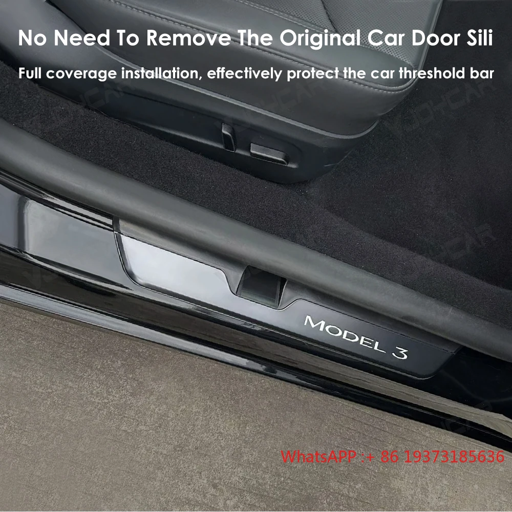 For Tesla Model 3 Highland 2024 Wireless Magnetic LED Light Foot Side Door Sill Illuminated Step Scuff Plat Trim