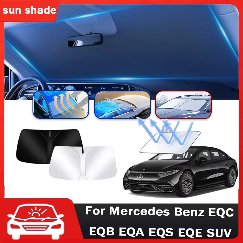 

Auto Front Windshield Sunshade Heat Insulation Summer Accessories For Mercedes Benz EQC EQB EQA EQS EQE SUV V297 Car Sun Visor
