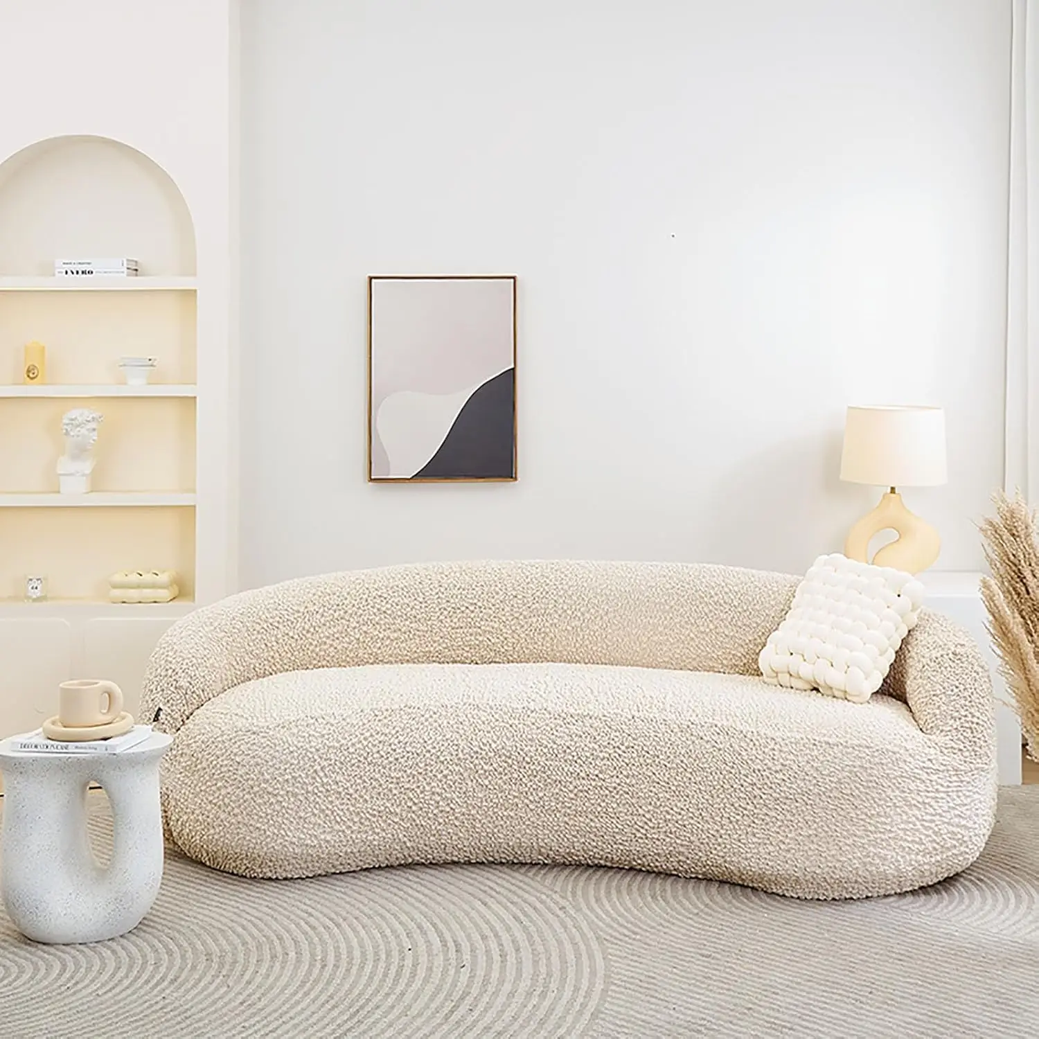 Semi-Circular Curved Sofa Cover, High Stretch Sofa Slipcover Non-Slip Thickened Couch Cover with Elastic Bottom, Customized