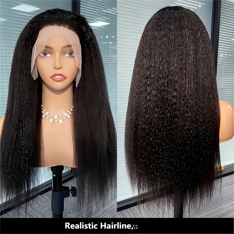 200% الكثافة غريب مستقيم الباروكات حافة شعر الطفل 13x4 HD الدانتيل الجبهة الباروكات شعر الإنسان ل ياكي شعر طبيعي مفرود قبل قطعها شعر مستعار #4