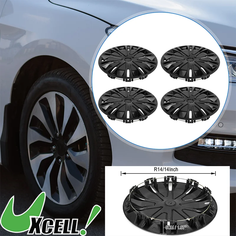 UXCELL 14 Inch Wheel Rim Hub Cover 4Pcs Universal Wheel Hub Caps Auto Decorative Hub Caps Vehicle Stylish Replacement Parts