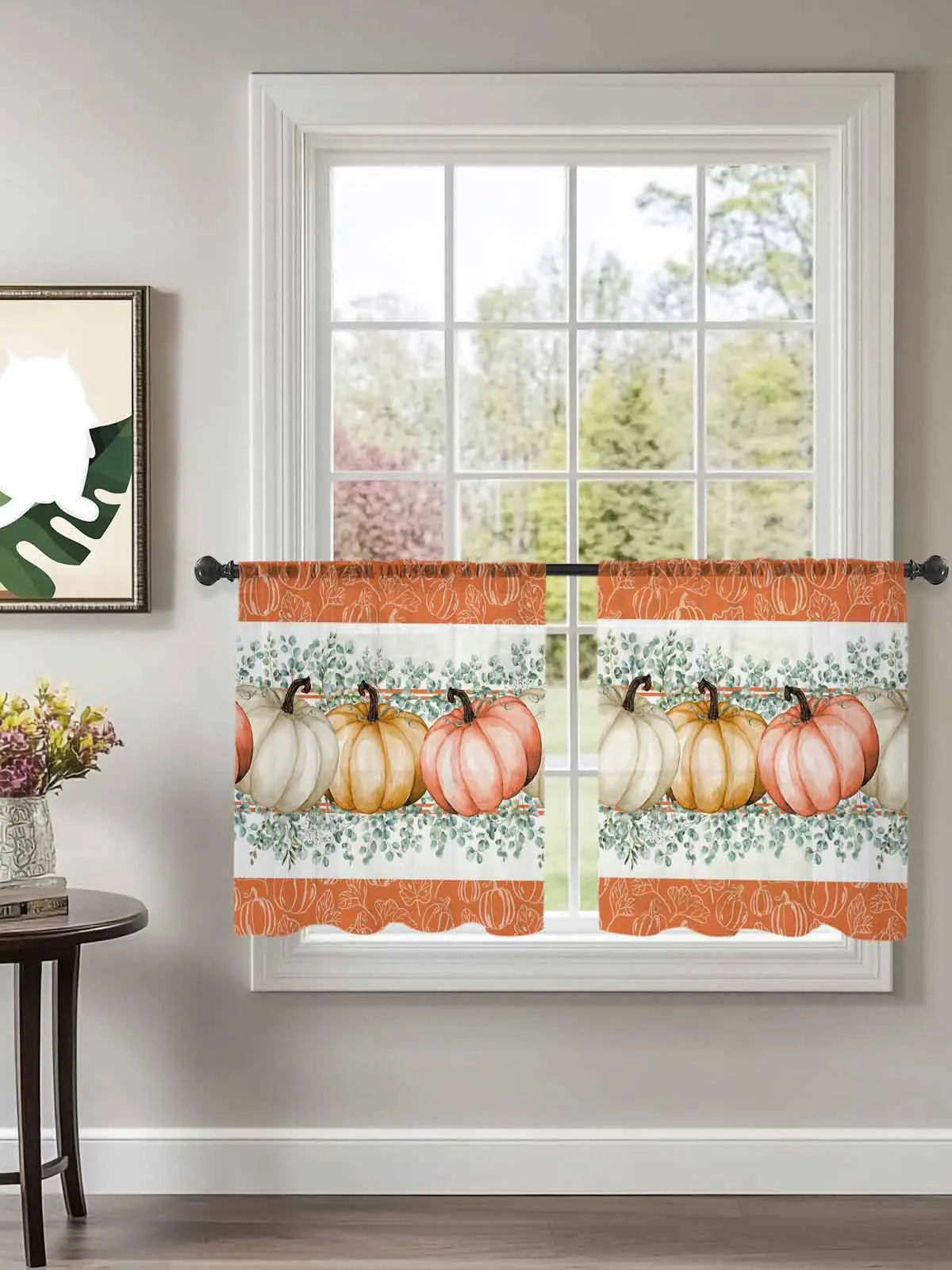 

Eucalyptus Leaf Autumn Tulle Curtains For Bedroom Children Living Room Decor Sheer Curtains