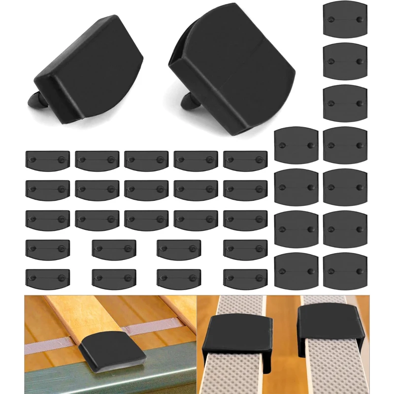 36 Pcs Plastic Bed Slat Holders Caps Set Including 4 Ends and 12 Center Replacement End Bed Slat Caps Kit for Double/Single Bed